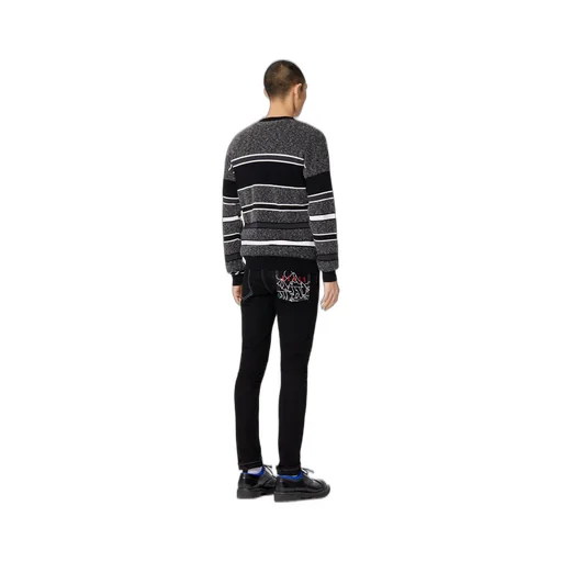 Tiger Embroidered Striped Pullover
