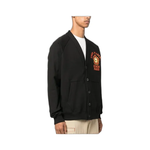 Logo-Embroidered V-Neck Buttoned Jacket