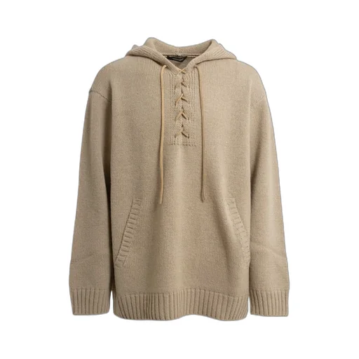 Lace-Up Knitted Hoodie