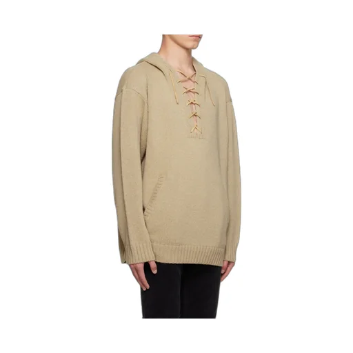 Lace-Up Knitted Hoodie