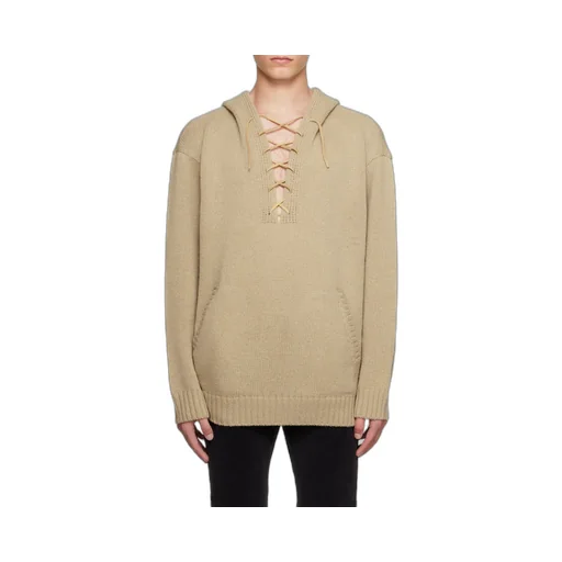 Lace-Up Knitted Hoodie