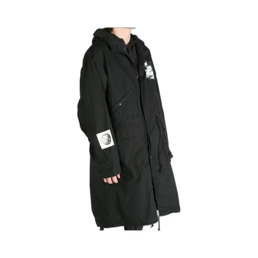 Graphic-Print Parka Coat