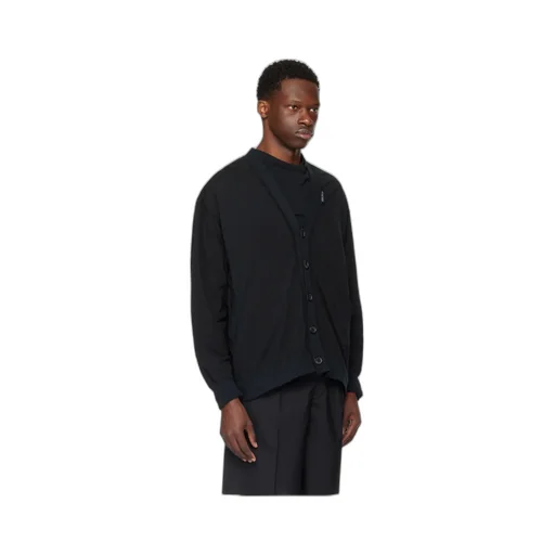 Y-Neck Button Cardigan