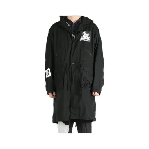 Graphic-Print Parka Coat