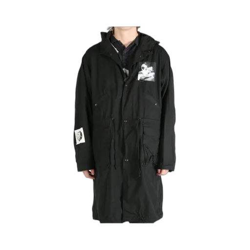 Graphic-Print Parka Coat