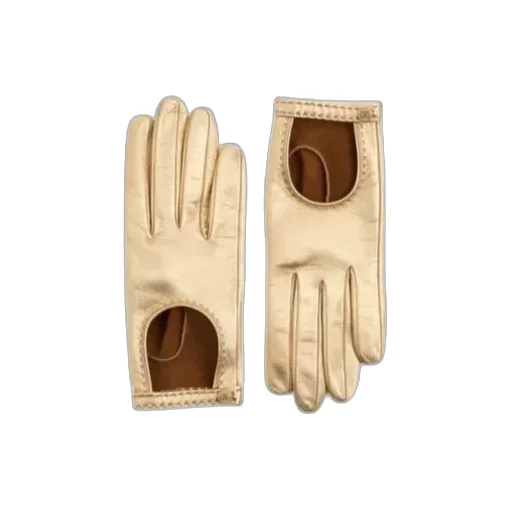 Open-Fingered Metallic Leather Gloves