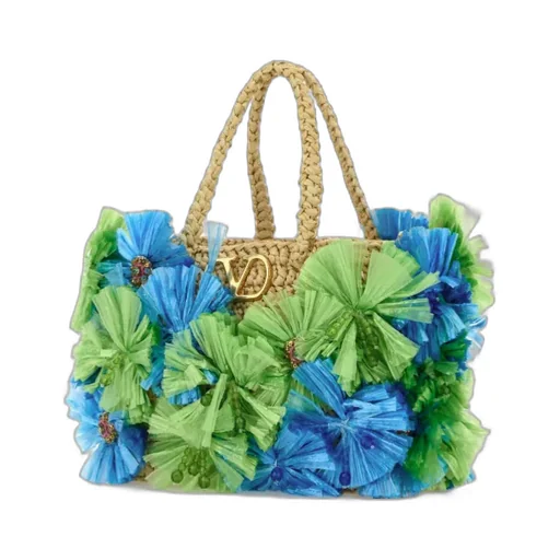 Vlogo Plaque Floral Embellished Tote Bag
