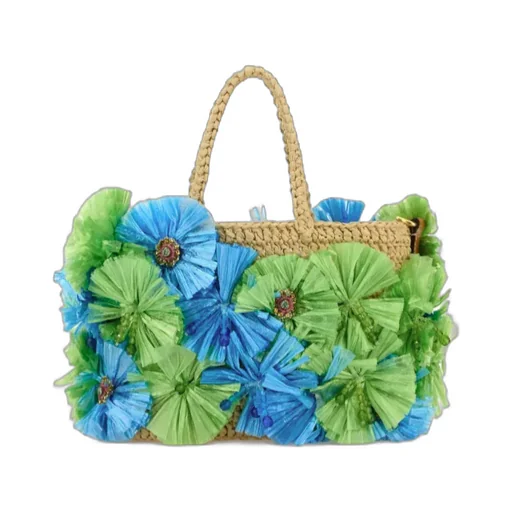 Vlogo Plaque Floral Embellished Tote Bag