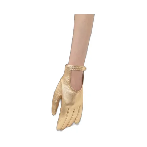 Open-Fingered Metallic Leather Gloves