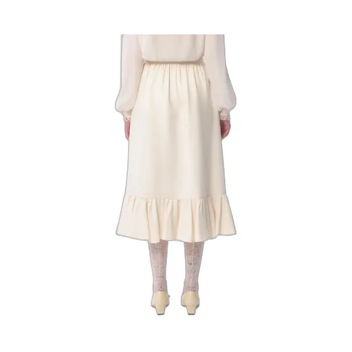 Crepe Couture Ruffled Hem Midi Skirt