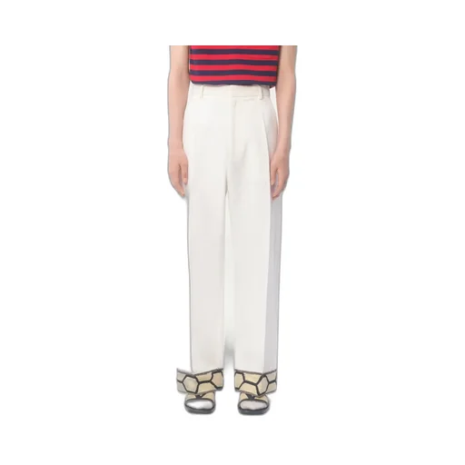 Embroidered Hem Wide Leg Pants
