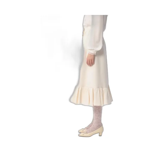 Crepe Couture Ruffled Hem Midi Skirt