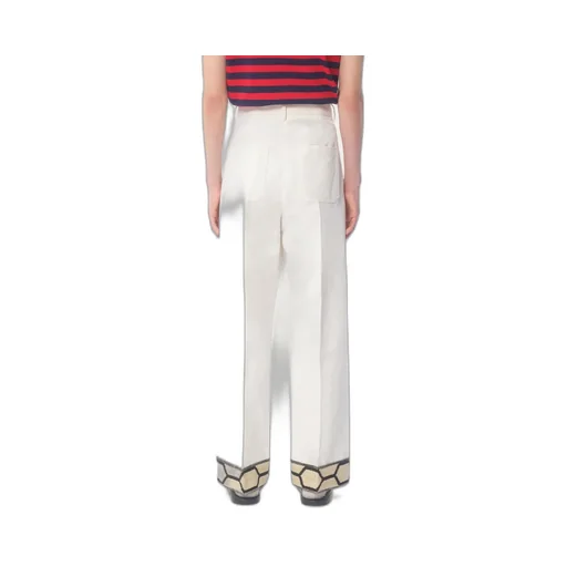 Embroidered Hem Wide Leg Pants