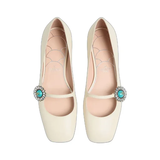 Preshows Embellished Square Toe Ballet Flats