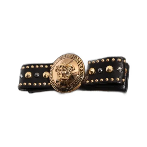 Medusa Studded Leather Hair Clip