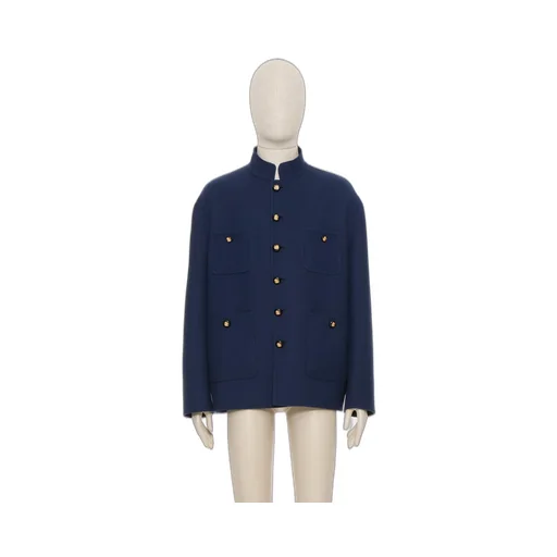 Double Wool Jacket With Mandarin Collar