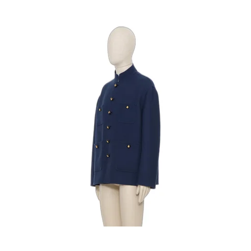 Double Wool Jacket With Mandarin Collar