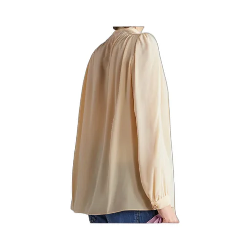 Fringed Pussy-Bow Chiffon Shirt
