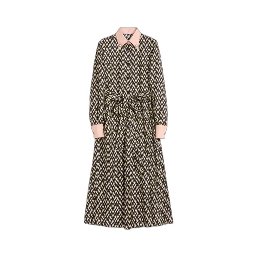 Tied Waist Long-Sleeved Dress