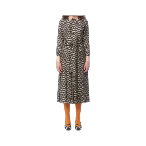 Tied Waist Long-Sleeved Dress