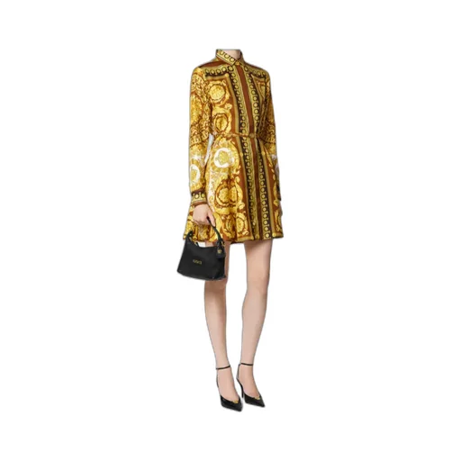Silk Belted Mini Shirt Dress