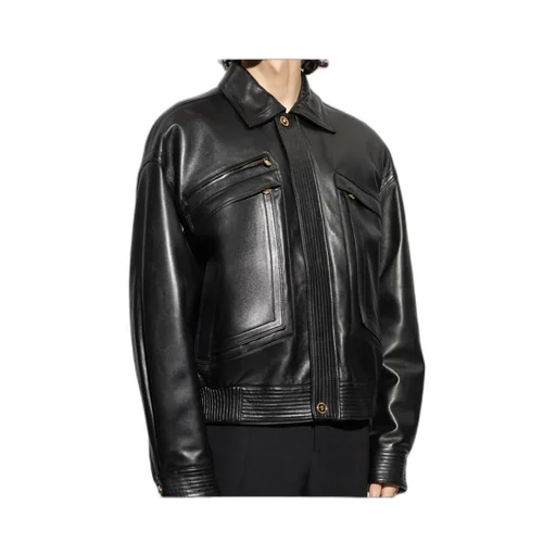 Flap-Pocket Leather Jacket