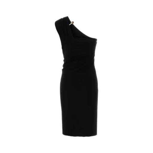 One-Shoulder Draped Midi Dress