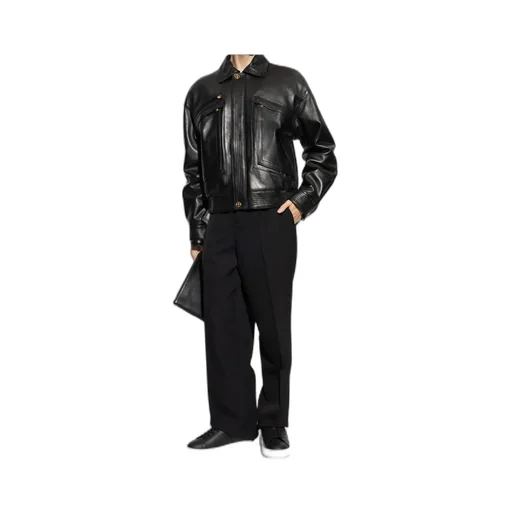 Flap-Pocket Leather Jacket