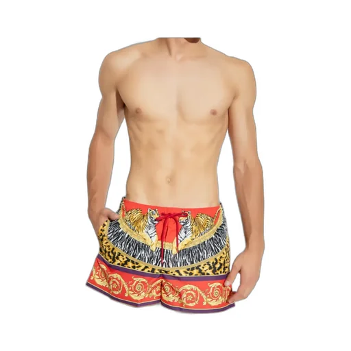 Tiger-Print Drawstring Swim Shorts