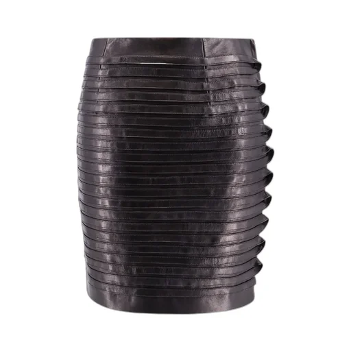 High-Waist Leather Mini Skirt