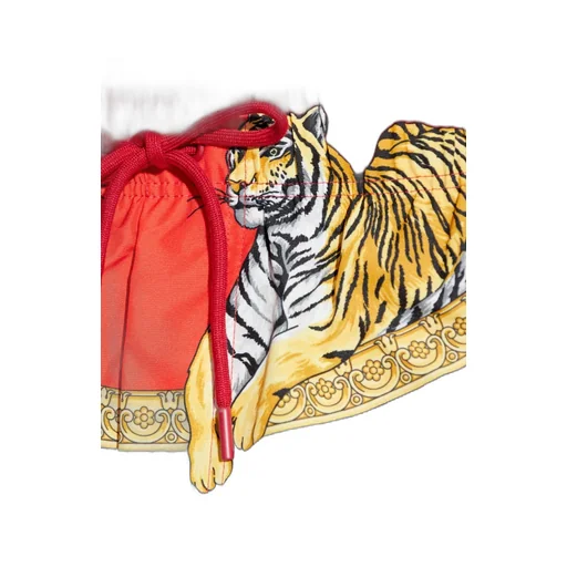 Tiger-Print Drawstring Swim Shorts