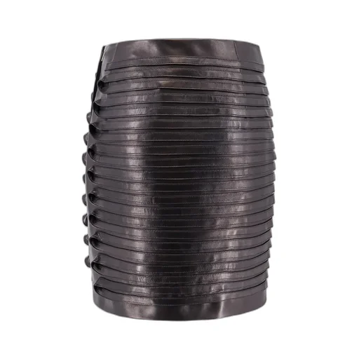 High-Waist Leather Mini Skirt