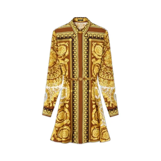 Silk Belted Mini Shirt Dress