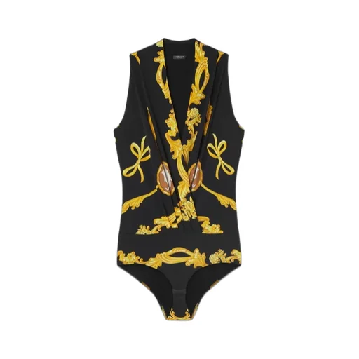 Barocco-Printed V-Neck Bodysuit