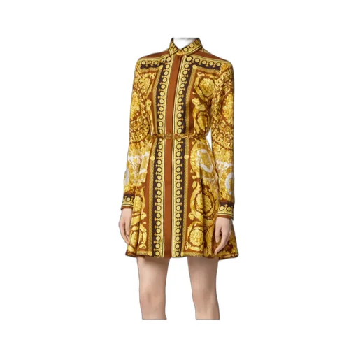 Silk Belted Mini Shirt Dress