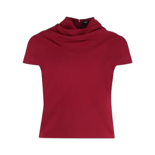 Draped Neck Short-Sleeved Blouse