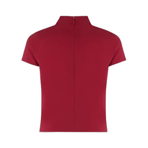 Draped Neck Short-Sleeved Blouse