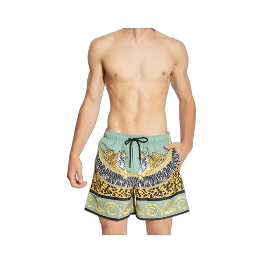 Tiger-Print Drawstring Swim Shorts