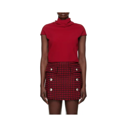 Draped Neck Short-Sleeved Blouse