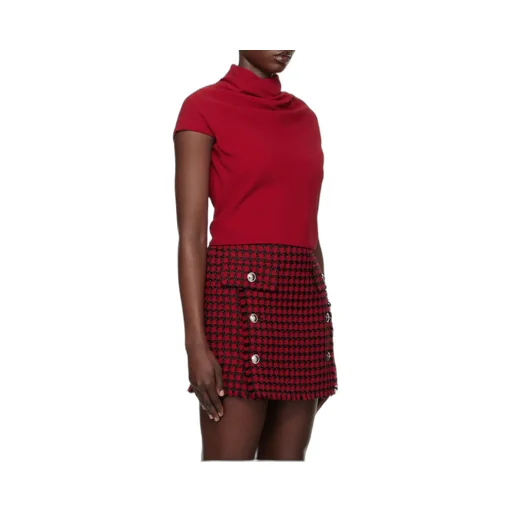 Draped Neck Short-Sleeved Blouse