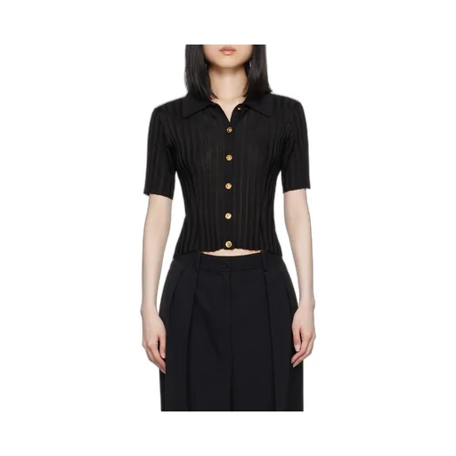 Short-Sleeved Button-Up Knitted Shirt