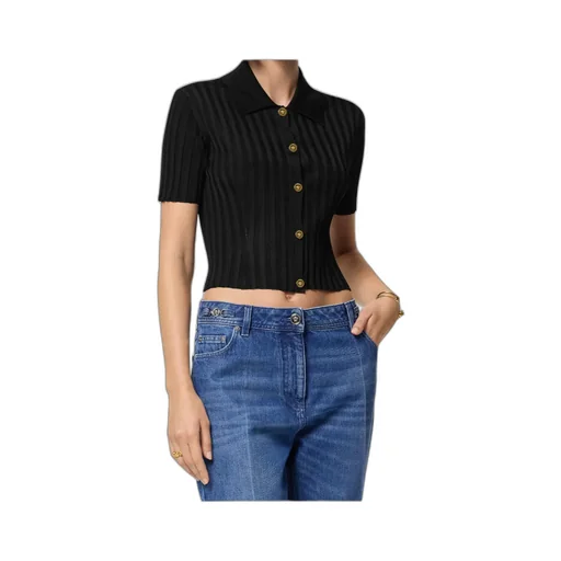 Short-Sleeved Button-Up Knitted Shirt