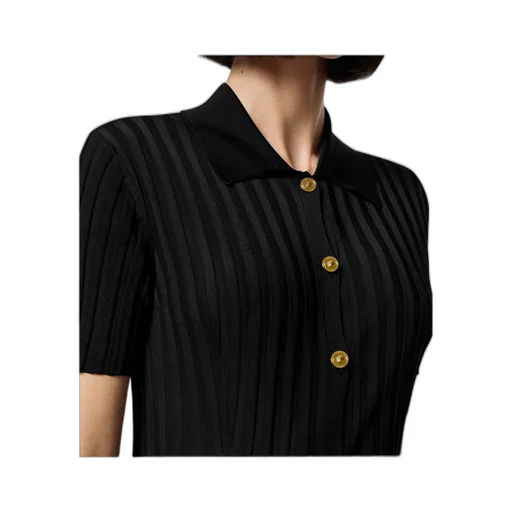 Short-Sleeved Button-Up Knitted Shirt
