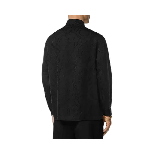 Patterned-Jacquard Long-Sleeved Buttoned Shirt