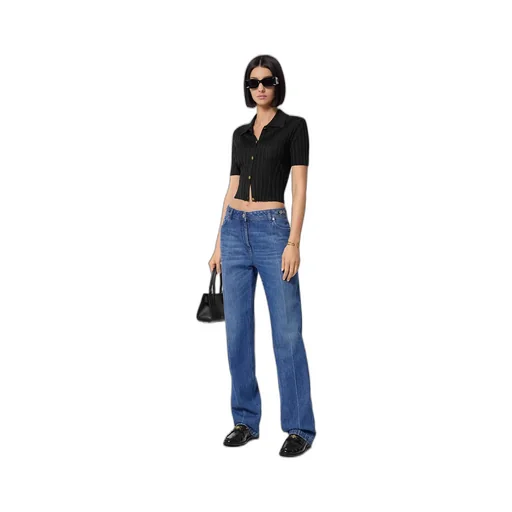 Short-Sleeved Button-Up Knitted Shirt