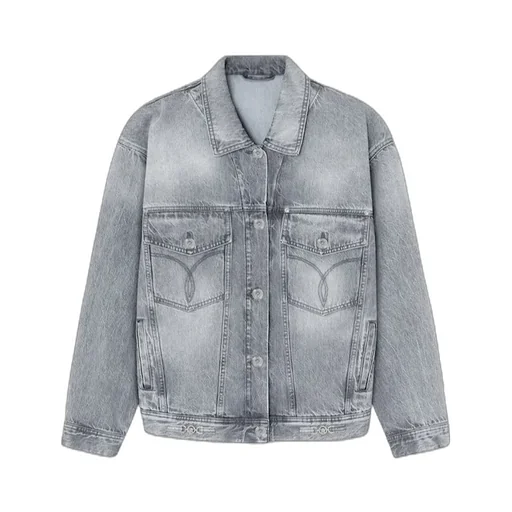 Logo-Appliqué Button-Up Denim Jacket