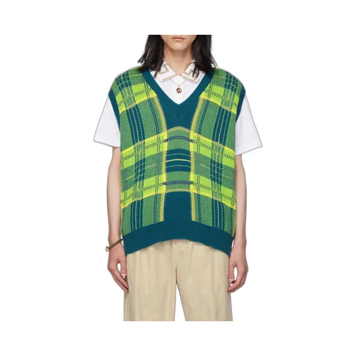 Checkered Knitted Vest