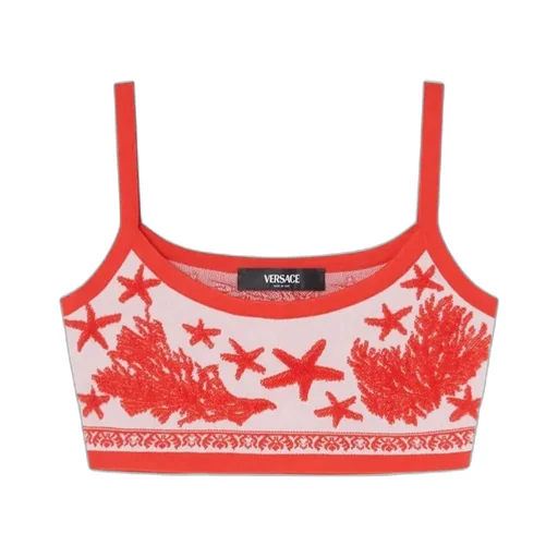 Barocco Sea Sleeveless Knitted Cropped Top