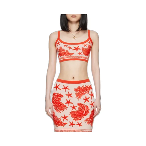 Barocco Sea Sleeveless Knitted Cropped Top