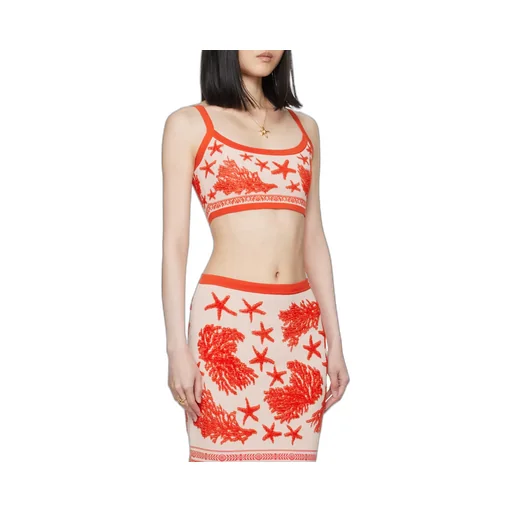 Barocco Sea Sleeveless Knitted Cropped Top
